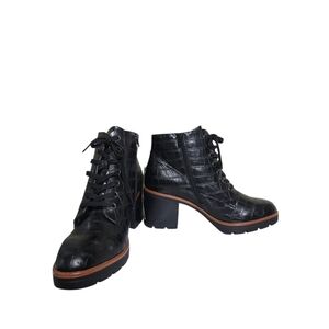 Naturalizer 11 Madalynn Booties Black Croc Chunky Heel Size 12